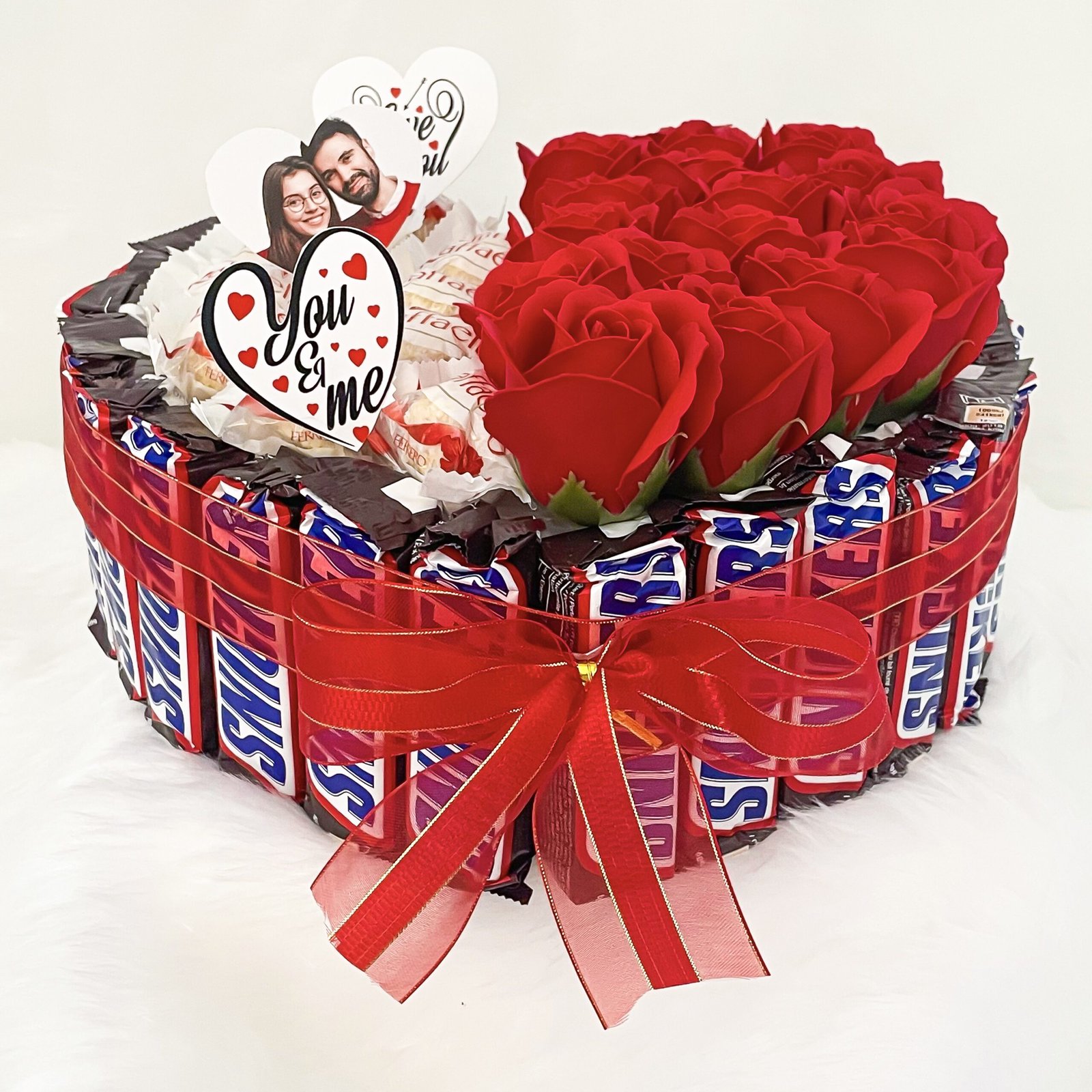 Chocolates and artificial flower